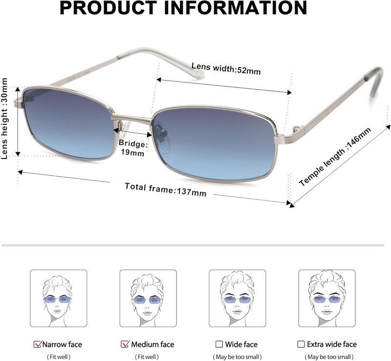 Sojos Small Trendy Rectangle Sunglasses Womens Mens, Retro 80s 90s Y2k Chic Narrow Thin Skinny Sunnies SJ1187 - Image 5